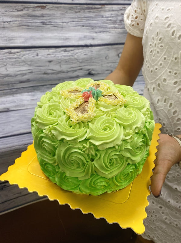 Green Ombre Floral Cake