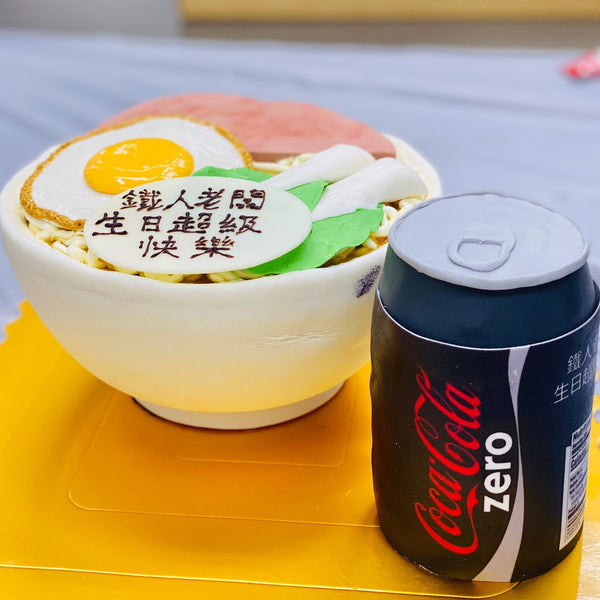 Bowl of Noodles & Coca Cola Cake